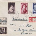 Saarland - Volkshilfe 1952 u.a. Einschreibebrief Homburg - Stuttgart 15.12.52