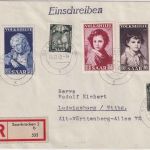 Saarland - Volkshilfe 1952 ua. Einschreibebrief Saarbrücken Ludwigsburg 13.12.52