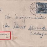 Saarland - 50 Fr. Freimarke Einschreibebrief Neunkirchen 1 - Rosenheim 21.8.51