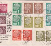 Saarland - Heuss I Ausgabe 1.1.57 in Paaren (OHNE 100 Fr.) FDC Saarbrücken