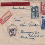 Saarland - 50+20+10+3 Fr. Freimarken Eil-Einschreibebrief Wiebelskirchen 5.7.48