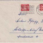 Saarland - 2x15 Fr. Freimarke/Zwischensteg Brief Saarbrücken 25.8.52