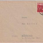 Saarland - 25 Fr. Flugpostmarke Brief Saarbrücken - Aldersbach 23.9.49