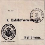 Württemberg - Stuttgart 1908 Streifband/Königliche Angelegenheit n. Heilbronn