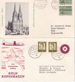 BRD/Dänemark - SAS Erstflug Köln Kopenhagen u. retour 2 Belege 1.4.64