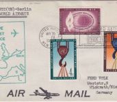 USA - PanAm Erstflug UNO New York Berlin 30.5.64 grüner Flugbestätigungsstempel