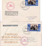 DDR - Interflug Erstflug Berlin/Ost Poznan 6.6.64 2 Belege 1x Hinweisstempel