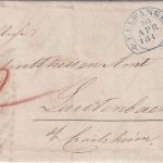 Württemberg - Ellwangen 30. APR 181 blauer Steigbügelstpl. Portobrief 1849