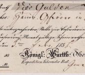 Württemberg - Tübingen 1836 Fahrpost-Aufgabeschein m. Ortsvordruck