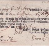 Württemberg - Fürfelden 1788 Fahrpost-Aufgabeschein m. Ortsvordruck