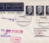 DDR - CSA Erstflug Berlin/Ost Stockholm 4.12.64 Luftpostbrief