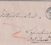 Württemberg - Beilstein 13. NOV 1850 blauer K2 Wende-Portobrief n. Weinsberg