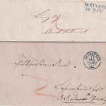 Württemberg - Beilstein 13. NOV 1850 blauer K2 Wende-Portobrief n. Weinsberg