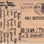 AM-Post - 6 Pfg. Ganzsache Hindelang - Jena 25.2.46 colorierte Handzeichnung