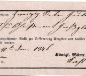 Württemberg - Neuenbürg 1846 Fahrpost-Aufgabeschein m. Ortsvordruck