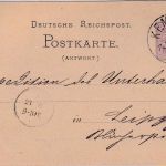 DR/Bayern - 5 Pfg. ganzsache Antwortteil K1 Kempten II 20. JUN - Leipzig ca 1880