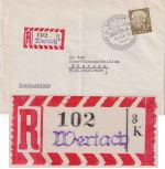 BRD - 70 Pfg. Heuss I Einschreibebrief Wertach - München 1956
