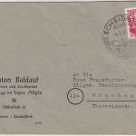 FZ/Württemberg - 24 Pfg. 1. Ausgabe Brief Handwerbestempel Scheidegg 4.2.48