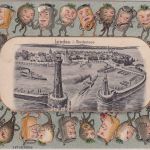 Bayern - Lindau Hafen Bier/Radi-Gesichter farb. Passepartout-AK gelaufen 1926