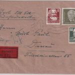 DDR - 1 DM Pieck u.a. Wertbrief Eisenach - Dessau 1952