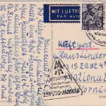 DDR - 15+20 Pfg. 5-Jahresplan Luftpostkarte n. USA Messe-Sonderflug Ilmenau 1957