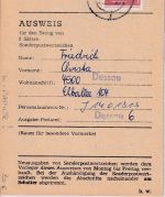 DDR - 2 M. Aufbau klein Ausweis Bezug Sonderpostwertzeichen 13.3.89