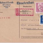 DDR - 50 Pfg. Ulbricht u.a. Einschreibekarte (Fernschach) Löbau 17.10.73