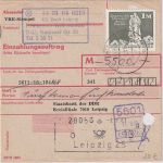 DDR - 1 M. Aufbau Einzahlungsauftrag (5.500 M.) Leipzig 2.6.81