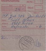 DDR - 10x3 M. Flugpost Einzahlungsbeleg Riesa 13.2.87