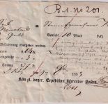 Bayern - Dürkheim 1853 Fahrpost-Aufgabeschein Geldsendung n. Neustadt