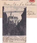 Bayern - 10 Pfg. Wappen Karte n. ARGENTINIEN Hohenschwangau - Buenos Aires 1903