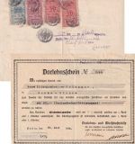 DR - Berlin 1923 300+100+2x10 M. Stempelmarken Darlehensschein