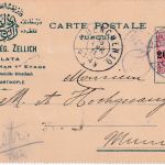 DP Türkei - 20 Pa./10 Pfg. germania Firmenkarte Constantinopel - München 1911