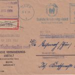 DDR - Gera 1956 60 Pfg. AFS "Dt. Vers.Anstalt" Ortseinschreibebrief Nachsendung