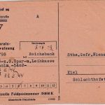 DR - Feldpostnummer 38050 K (Dänemark) Gebührnis-Überweisung n. Kiel 1944