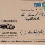 Bizone - 2 Pfg Notopfer Berlin stark verzähnt Firmenkarte Ennigloh Bünde 16.3.49