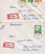 Saarland - 300+200+100 Fr. Heuss u.a. 3 R-Briefe/FDC (!!) Neukirchen 20.12.57