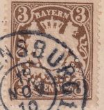 Bayern - 3 Pfg. Wappen Perfin "GB" Drucksachenkarte Regensburg 17.NOV 10