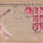 Frankreich - 7x50 C. Frieden Einschreibebrief Mulhouse - Stuttgart 1934