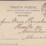 Spanien/Bayern - 10 C. Alfons XIII. farb. AK Barcelona - München 1903