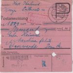 SBZ - Wurzen Gebühr bezahlt 27.9.45 Postanweisung n. Elsterwerda