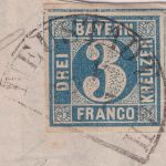 Bayern - 3 Kr. blau Platte I (Oberrand) Brief HKS Neustadt a.d.H. 20/7 (1850)