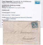 Bayern - 3 Kr. blau Platte I (Oberrand) Brief HKS Neustadt a.d.H. 20/7 (1850)