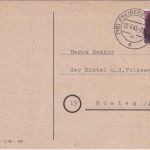 DR - 6 Pfg. AH ÜBERROLLER Karte (10) Freiberg - Güsten 12.4.45