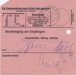 SBZ/RPD Chemnitz - 40 Pfg AH (geschwärzt) Postanweisung Zwönitz Stollberg 8.6.45