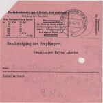 SBZ/RPD Chemnitz - 50+10 Pfg AH (geschwärzt) Postanweisung Pockau 8.6.45