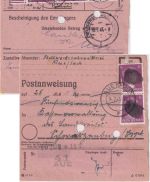 SBZ/RPD Chemnitz - 5x6 Pfg AH (geschwärzt) Postanweisung Aue 14.7.45