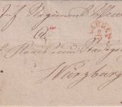 Bayern - Landau 6/12 roter Fingerhut-K1 Militaria-Dienstbrief n. Würzburg 1839