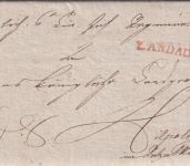 Bayern - Landau roter L1 Militaria-Dienstbrief n. Hilpoltstein 1826