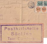 DR-Infla - Söcking T. Starnberg Posthilfstelle-Ra3 Dienstbrief n. München 1921